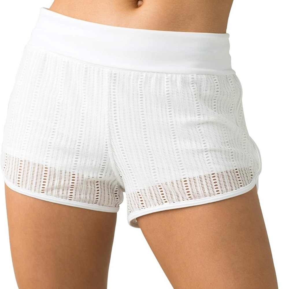 Prana two beach swim bottoms board shorts swimwear cover up beach summer white